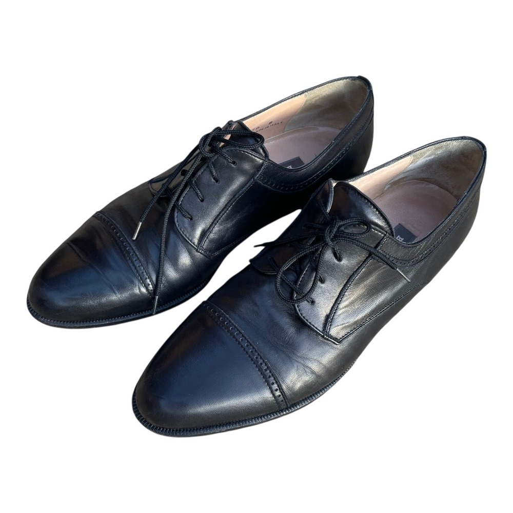 Bally Trino Black Leather Cap Toe Oxford Dress Shoes Mens 10 B Made in Italy